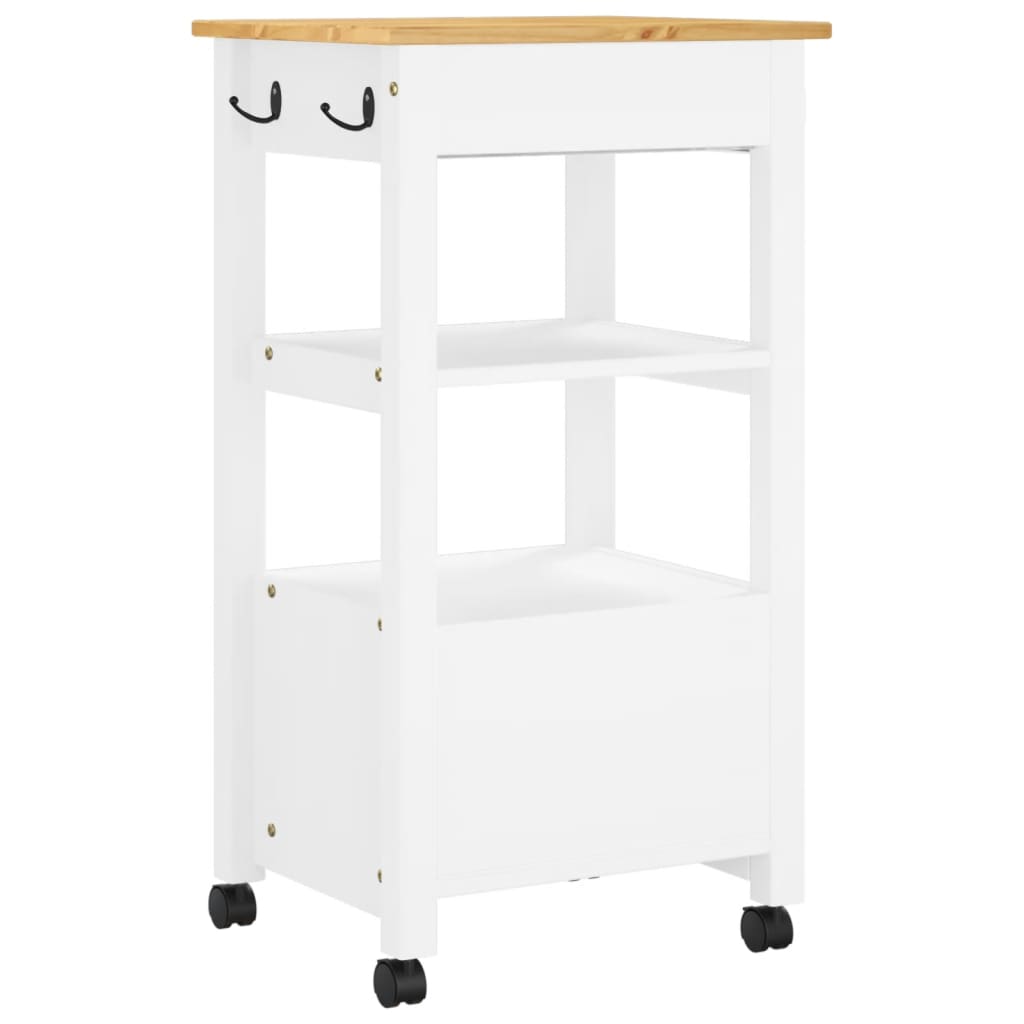 vidaXL Kitchen Trolley Rolling Cart on Wheels Living Room Solid Wood Pine-6