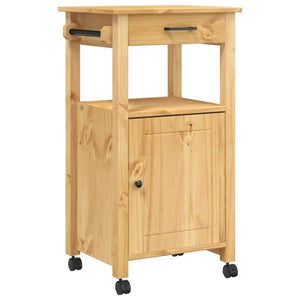 vidaXL Kitchen Trolley Rolling Cart on Wheels Living Room Solid Wood Pine-8