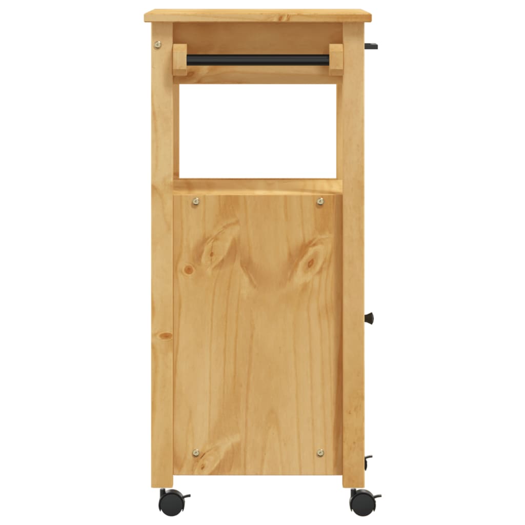 vidaXL Kitchen Trolley Rolling Cart on Wheels Living Room Solid Wood Pine-5