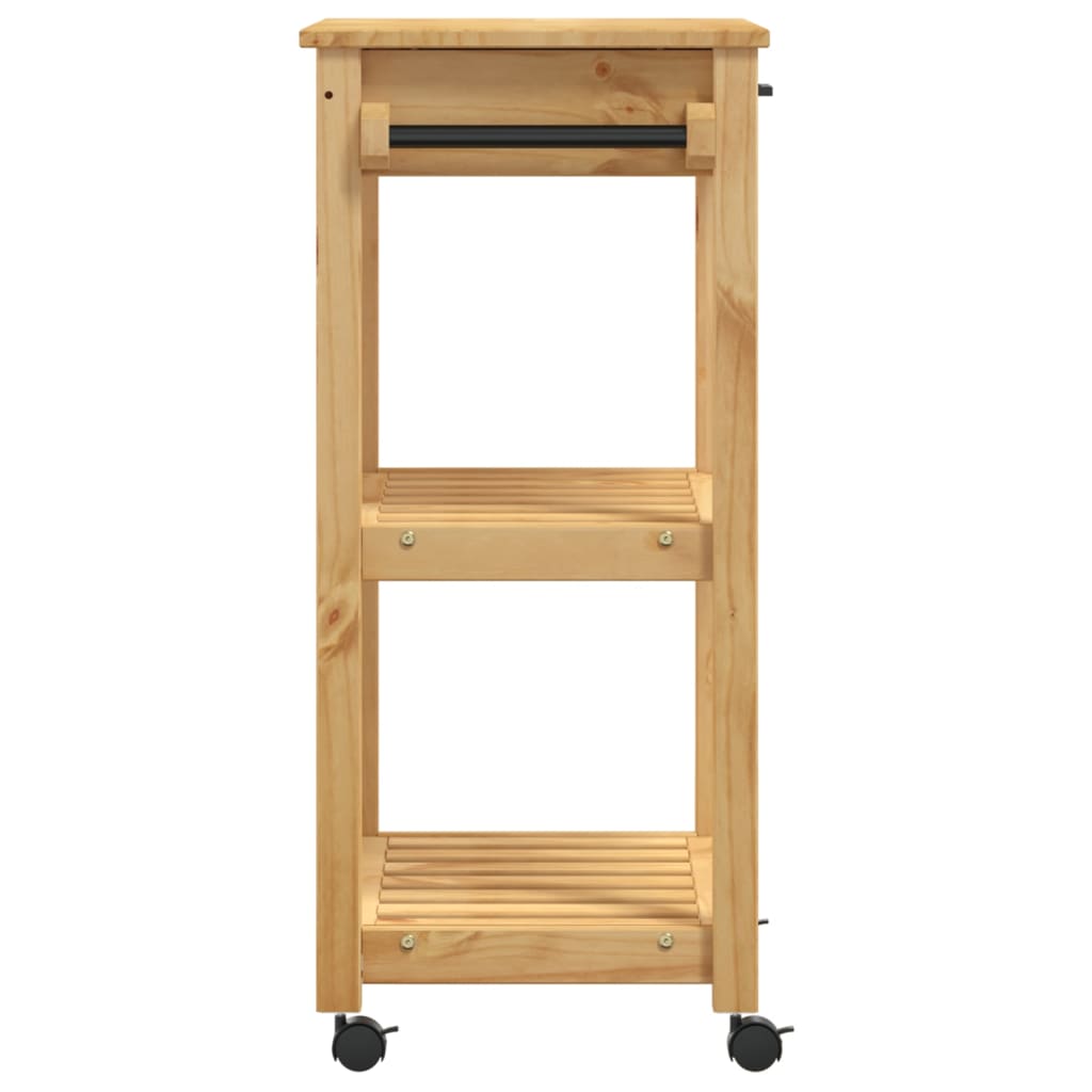 vidaXL Kitchen Trolley MONZA 23.6"x15.7"x35.4" Solid Wood Pine-5