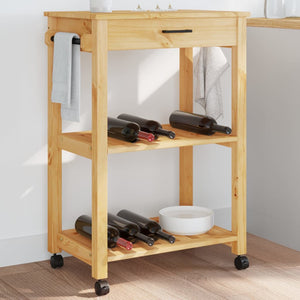 vidaXL Kitchen Trolley MONZA 23.6"x15.7"x35.4" Solid Wood Pine-0