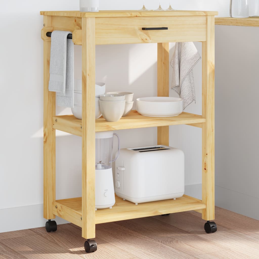 vidaXL Kitchen Trolley MONZA 23.6"x15.7"x35.4" Solid Wood Pine-0