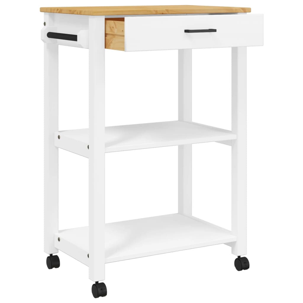 vidaXL Kitchen Trolley MONZA 23.6"x15.7"x35.4" Solid Wood Pine-3