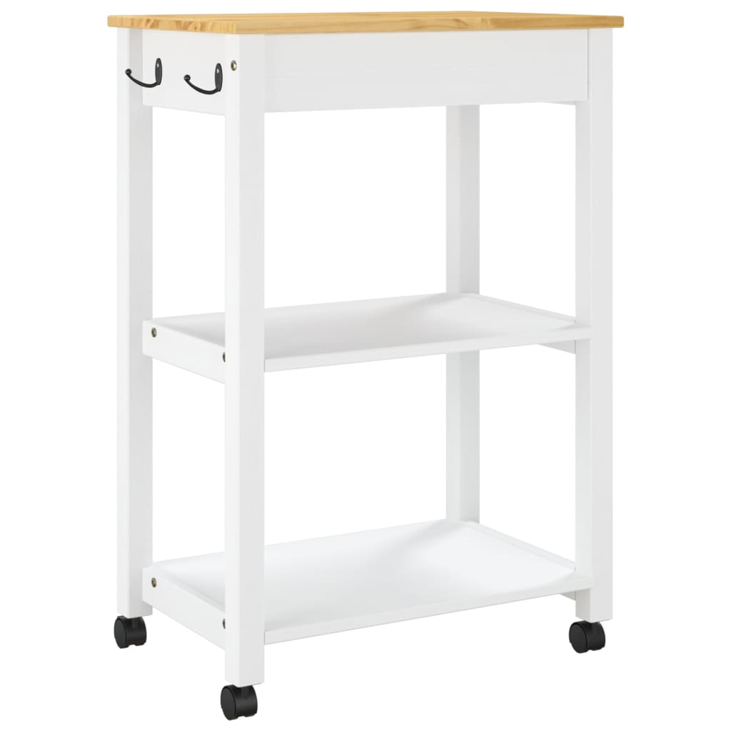 vidaXL Kitchen Trolley MONZA 23.6"x15.7"x35.4" Solid Wood Pine-6