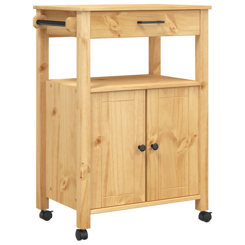 vidaXL Kitchen Trolley Rolling Cart on Wheels Living Room Solid Wood Pine-8