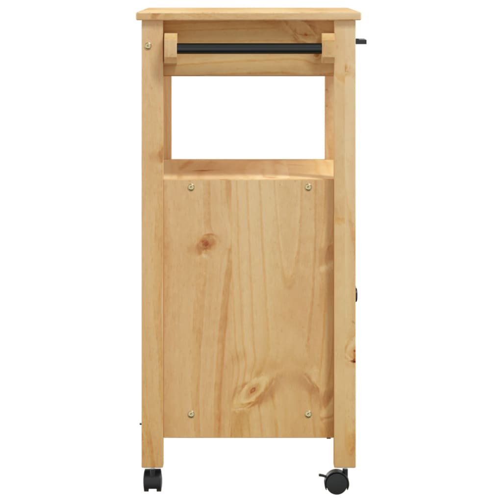 vidaXL Kitchen Trolley Rolling Cart on Wheels Living Room Solid Wood Pine-5