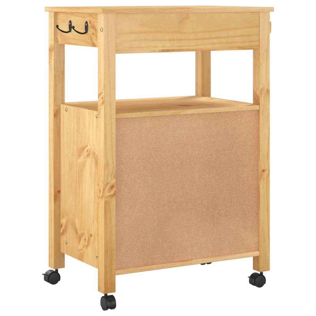 vidaXL Kitchen Trolley Rolling Cart on Wheels Living Room Solid Wood Pine-6