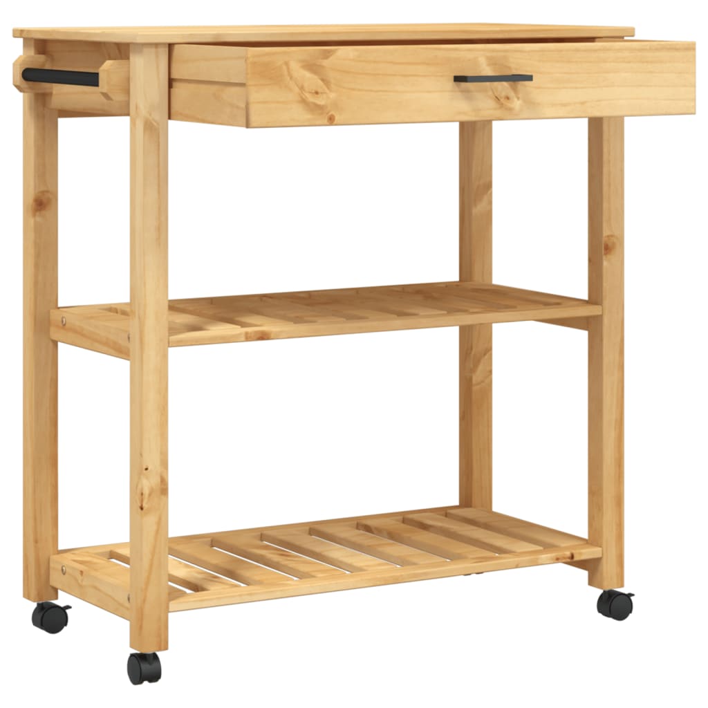 vidaXL Kitchen Trolley MONZA 33.1"x15.7"x35.4" Solid Wood Pine-3