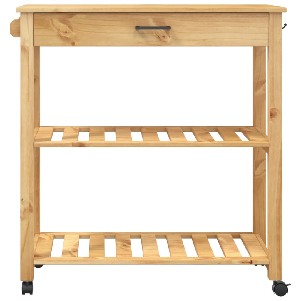 vidaXL Kitchen Trolley MONZA 33.1"x15.7"x35.4" Solid Wood Pine-4