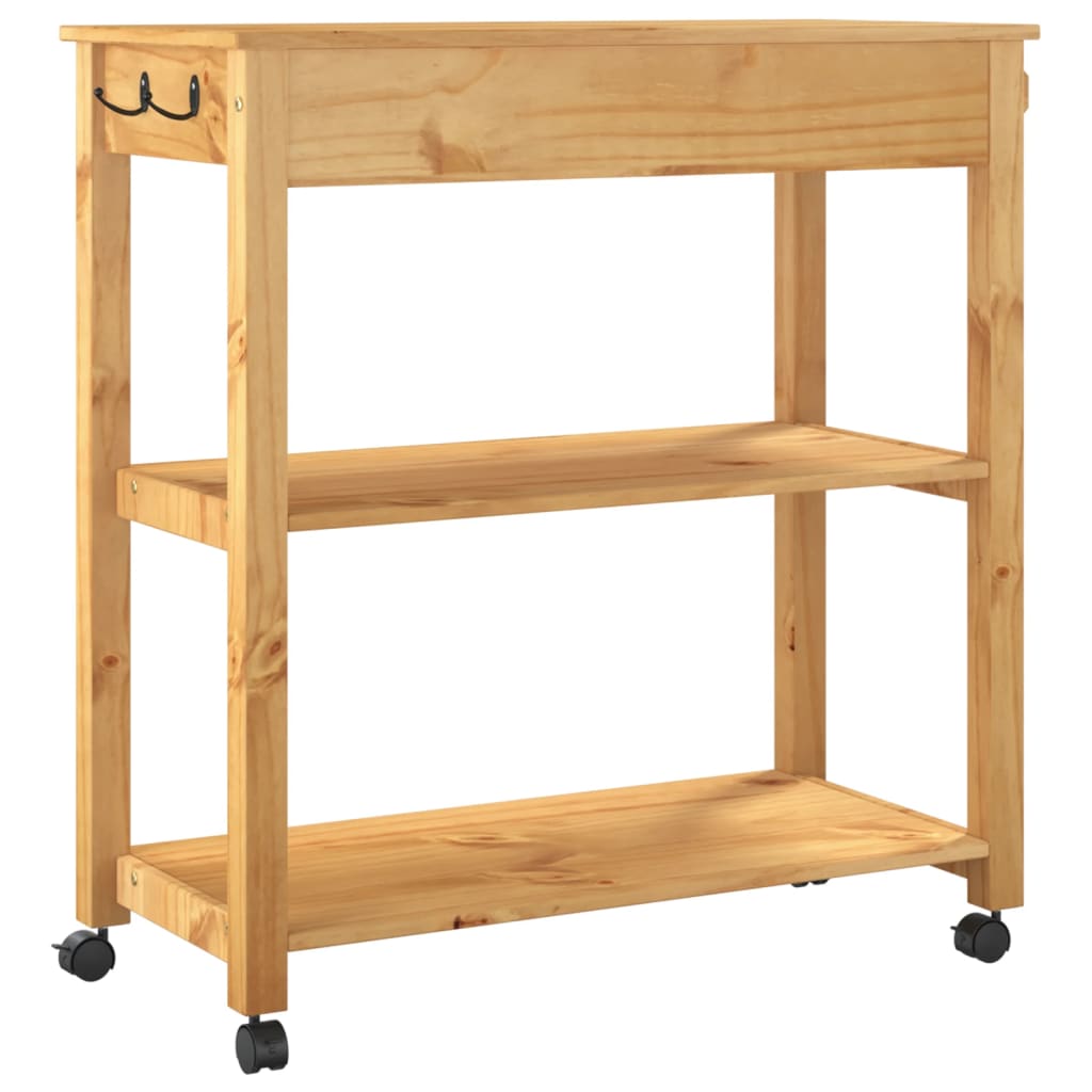 vidaXL Kitchen Trolley MONZA 33.1"x15.7"x35.4" Solid Wood Pine-6