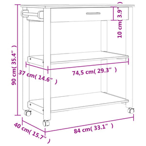 vidaXL Kitchen Trolley MONZA 33.1"x15.7"x35.4" Solid Wood Pine-9