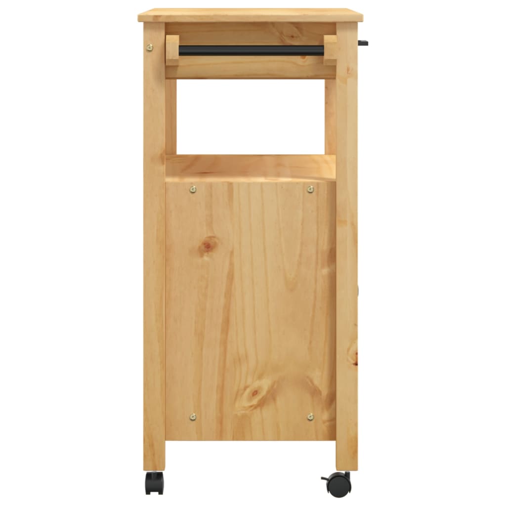 vidaXL Kitchen Trolley Rolling Cart on Wheels Living Room Solid Wood Pine-5