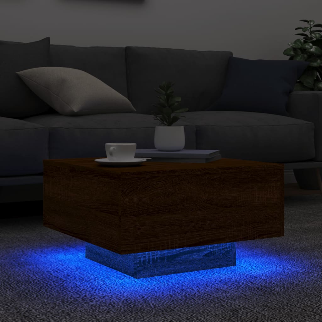 vidaXL Coffee Table with LED Lights Couch End Side Desk Living Room Furniture-16