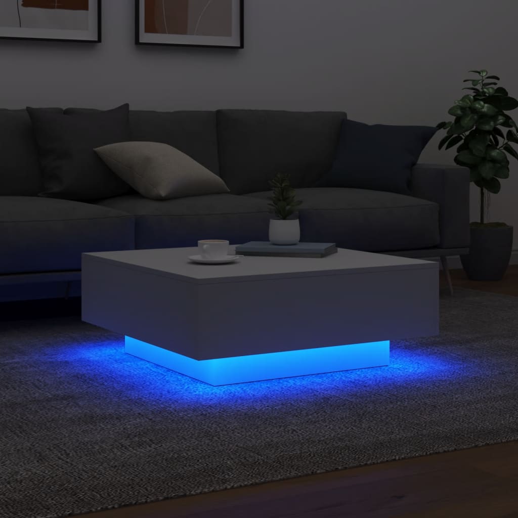 vidaXL Coffee Table with LED Lights Couch End Side Desk Living Room Furniture-57