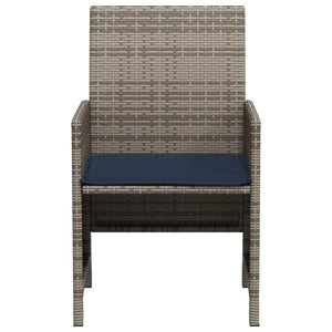 vidaXL 3 Piece Bistro Set with Cushions Gray Poly Rattan-4