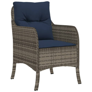 vidaXL Patio Chairs with Cushions 2 pcs Gray Poly Rattan-7