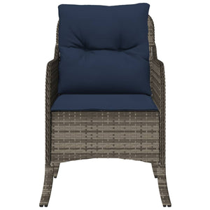 vidaXL Patio Chairs with Cushions 2 pcs Gray Poly Rattan-8