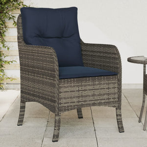 vidaXL Patio Chairs with Cushions 2 pcs Gray Poly Rattan-1