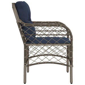 vidaXL Patio Chairs with Cushions 2 pcs Gray Poly Rattan-9