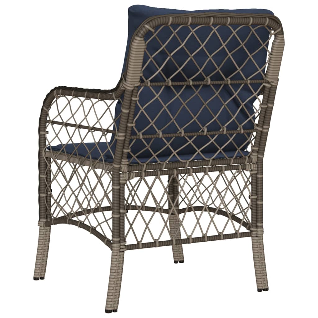 vidaXL Patio Chairs with Cushions 2 pcs Gray Poly Rattan-10