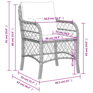 vidaXL Patio Chairs with Cushions 2 pcs Gray Poly Rattan-12