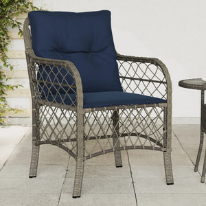 vidaXL Patio Chairs with Cushions 2 pcs Gray Poly Rattan-3