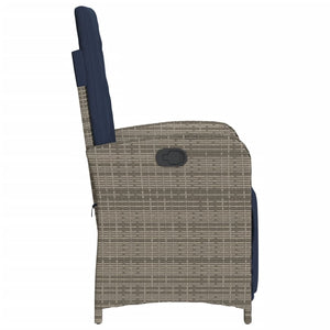 vidaXL Reclining Patio Chair with Footrest Gray Poly Rattan-6