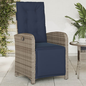 vidaXL Reclining Patio Chair with Footrest Gray Poly Rattan-0