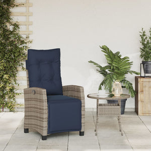 vidaXL Reclining Patio Chair with Footrest Gray Poly Rattan-2