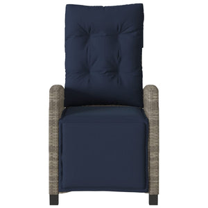 vidaXL Reclining Patio Chair with Footrest Gray Poly Rattan-7