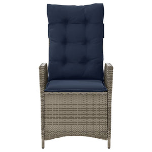 vidaXL Reclining Patio Chair with Cushions Gray Poly Rattan-5