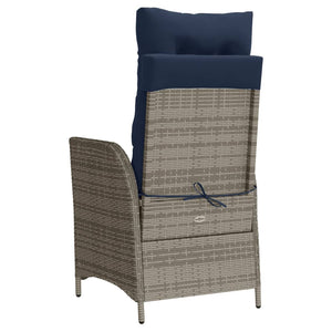 vidaXL Reclining Patio Chair with Cushions Gray Poly Rattan-7