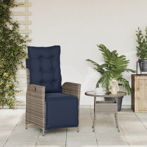 vidaXL Reclining Patio Chair with Footrest Gray Poly Rattan-5