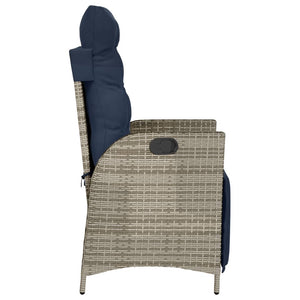 vidaXL Reclining Patio Chair with Footrest Gray Poly Rattan-8