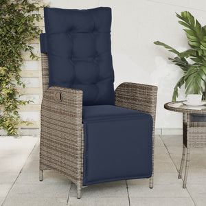 vidaXL Reclining Patio Chair with Footrest Gray Poly Rattan-1