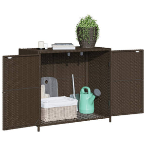 vidaXL Patio Storage Cabinet Box Outdoor Garden Tool Organizer Poly Rattan-12