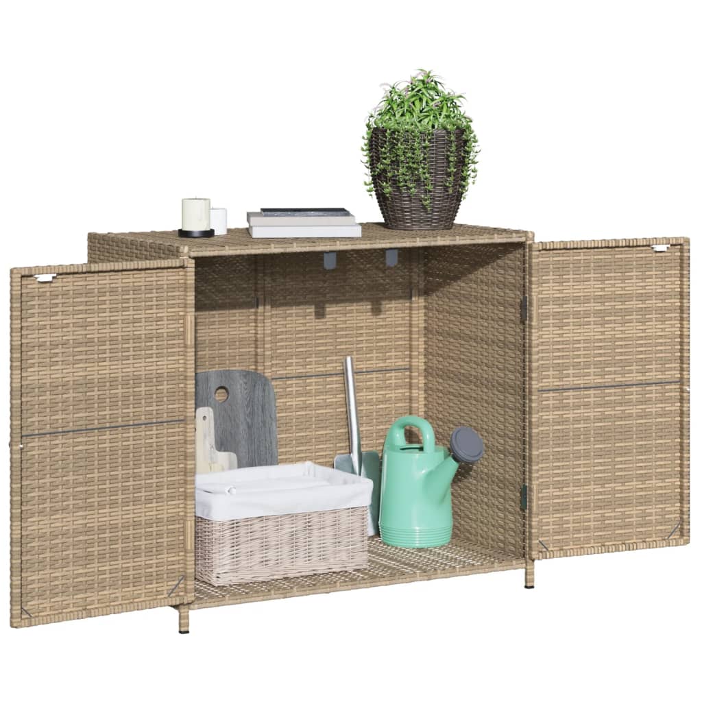 vidaXL Patio Storage Cabinet Box Outdoor Garden Tool Organizer Poly Rattan-36