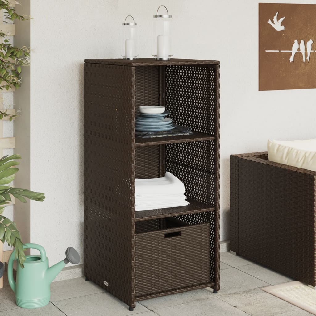 vidaXL Patio Storage Cabinet Tool Organizer Outdoor Furniture Poly Rattan-36