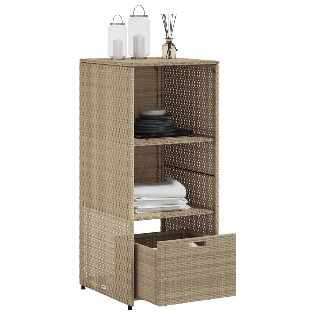 vidaXL Patio Storage Cabinet Tool Organizer Outdoor Furniture Poly Rattan-17