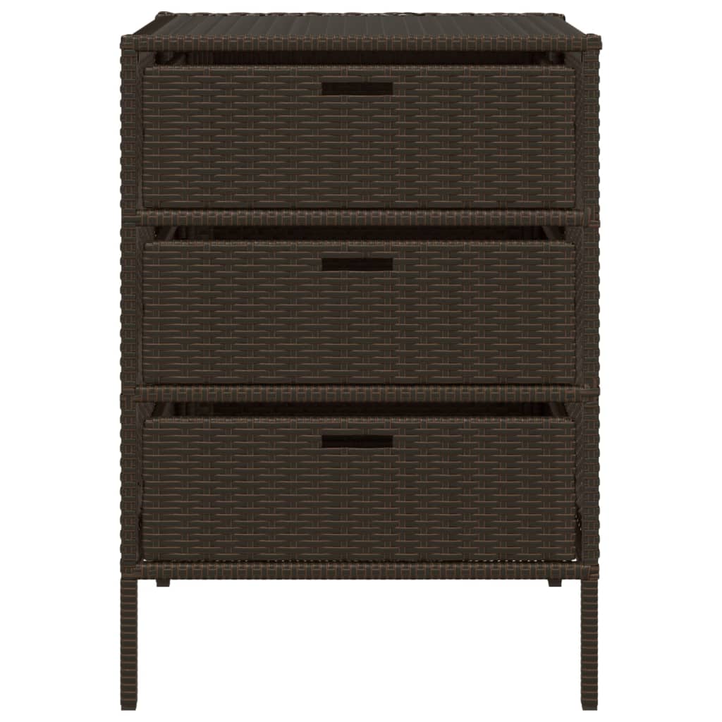 vidaXL Patio Storage Cabinet Brown 21.7"x23.2"x27.2" Poly Rattan-56