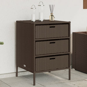 vidaXL Patio Storage Cabinet Brown 21.7"x23.2"x27.2" Poly Rattan-62