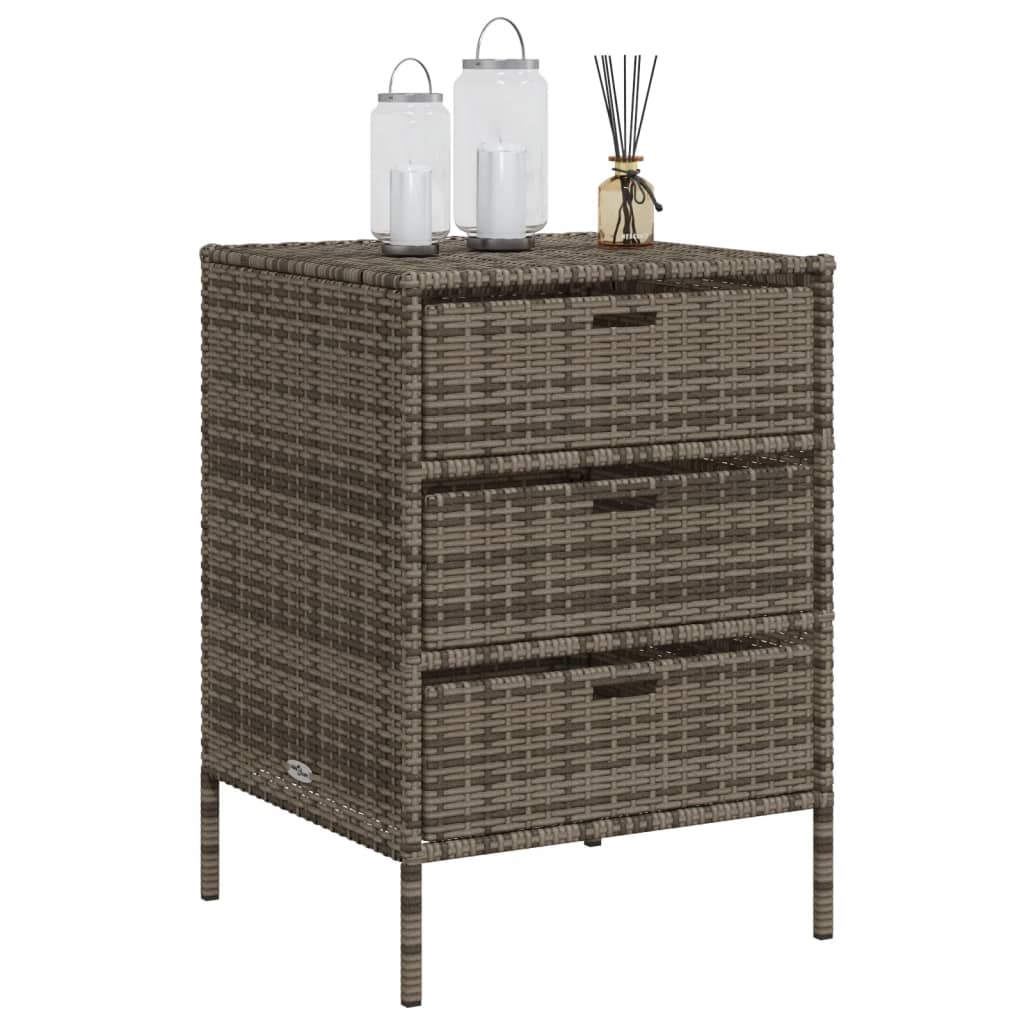 vidaXL Patio Storage Cabinet Brown 21.7"x23.2"x27.2" Poly Rattan-6