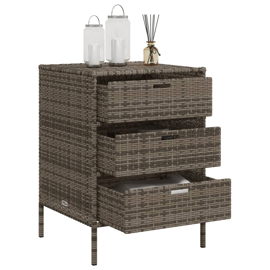 vidaXL Patio Storage Cabinet Brown 21.7"x23.2"x27.2" Poly Rattan-13