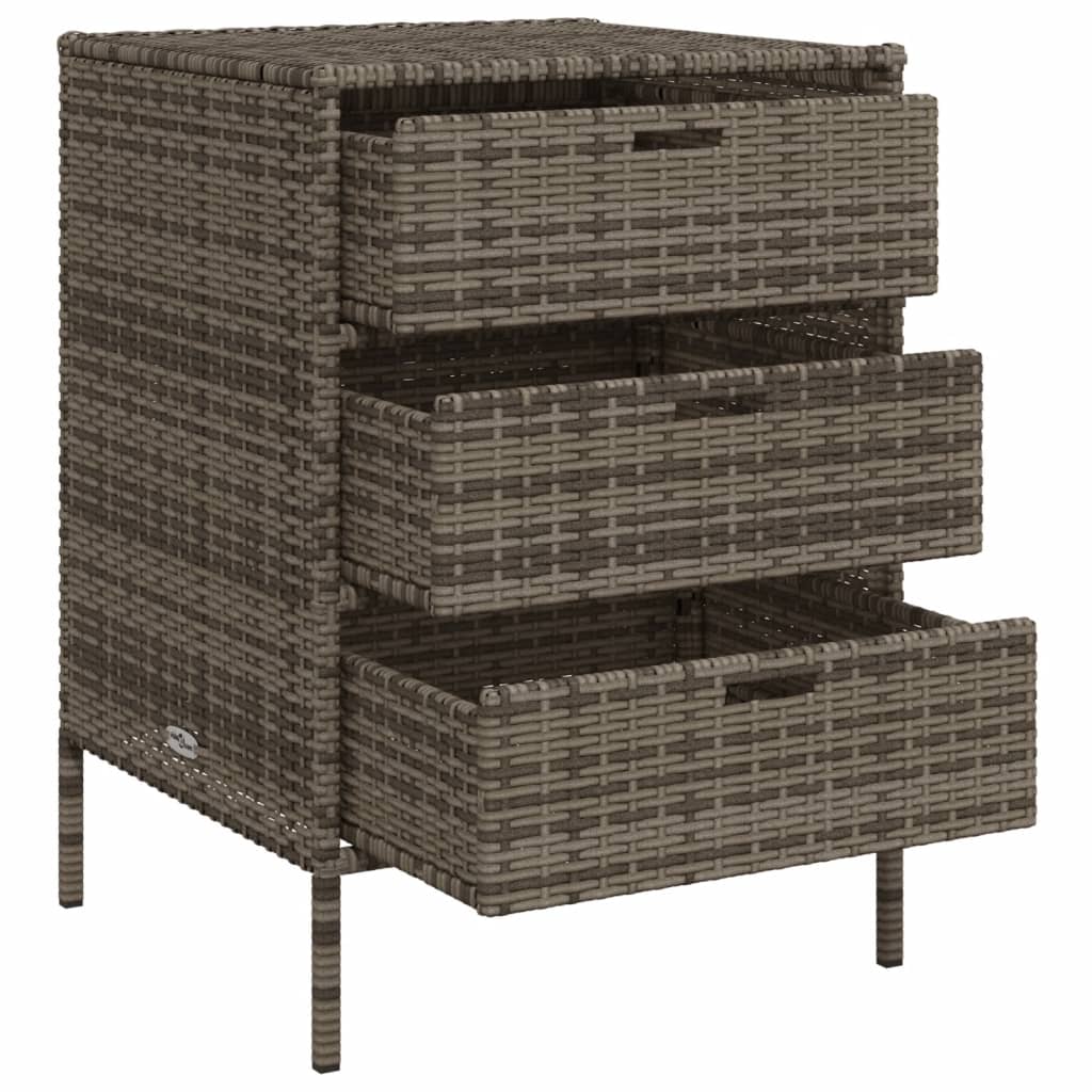 vidaXL Patio Storage Cabinet Brown 21.7"x23.2"x27.2" Poly Rattan-20