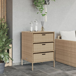 vidaXL Patio Storage Cabinet Brown 21.7"x23.2"x27.2" Poly Rattan-59