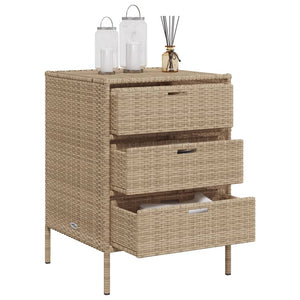 vidaXL Patio Storage Cabinet Brown 21.7"x23.2"x27.2" Poly Rattan-9