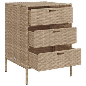 vidaXL Patio Storage Cabinet Brown 21.7"x23.2"x27.2" Poly Rattan-16