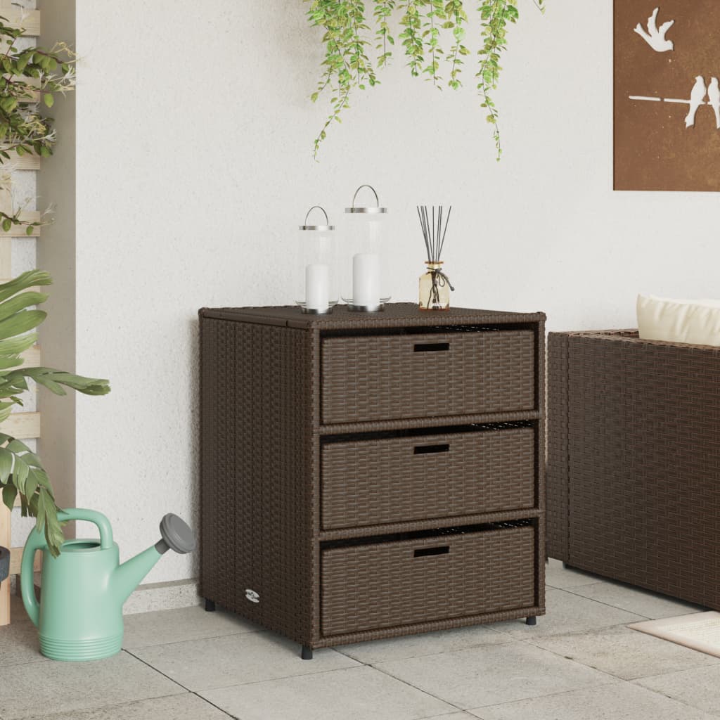 vidaXL Patio Storage Cabinet Brown 21.7"x23.2"x27.2" Poly Rattan-15