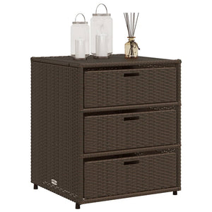 vidaXL Patio Storage Cabinet Brown 21.7"x23.2"x27.2" Poly Rattan-22