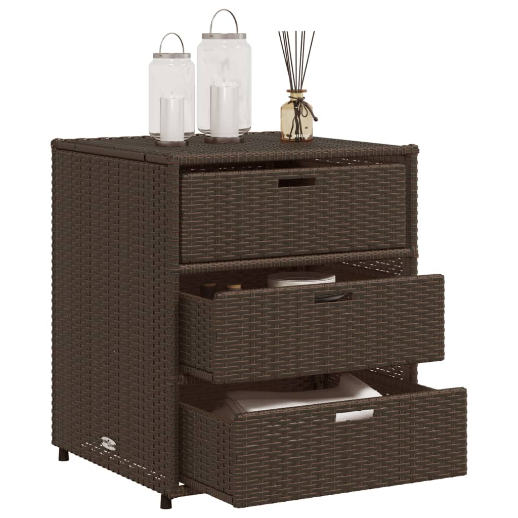 vidaXL Patio Storage Cabinet Brown 21.7"x23.2"x27.2" Poly Rattan-29